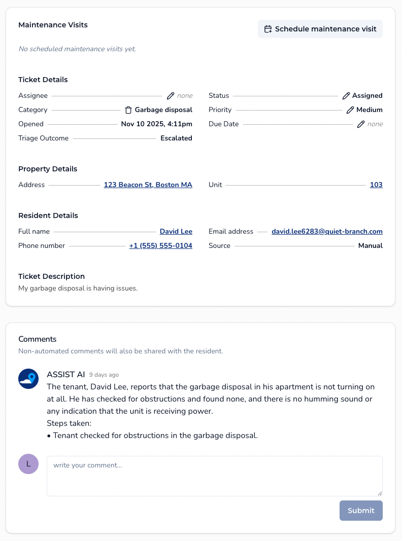 Demo Environment - Ticket Summary with AI Comments - Unresolved Ticket