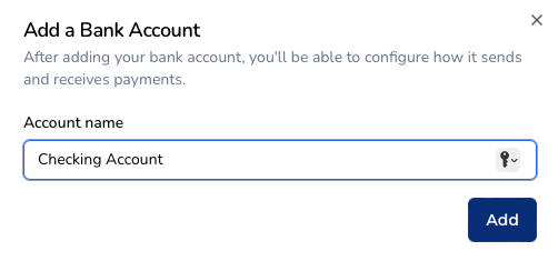 Add Bank Account - Payments